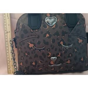 Betsey Johnson LBLINI Crossbody Purse with a Leopard Print Cat Face Design NWT